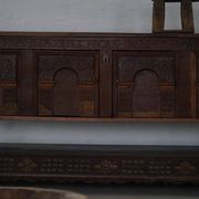 Danish baroque oak buffet from the early 18th century, carved details, 1700-1750.