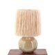 Lampe en céramique beige, abat jour en raphia, années 70