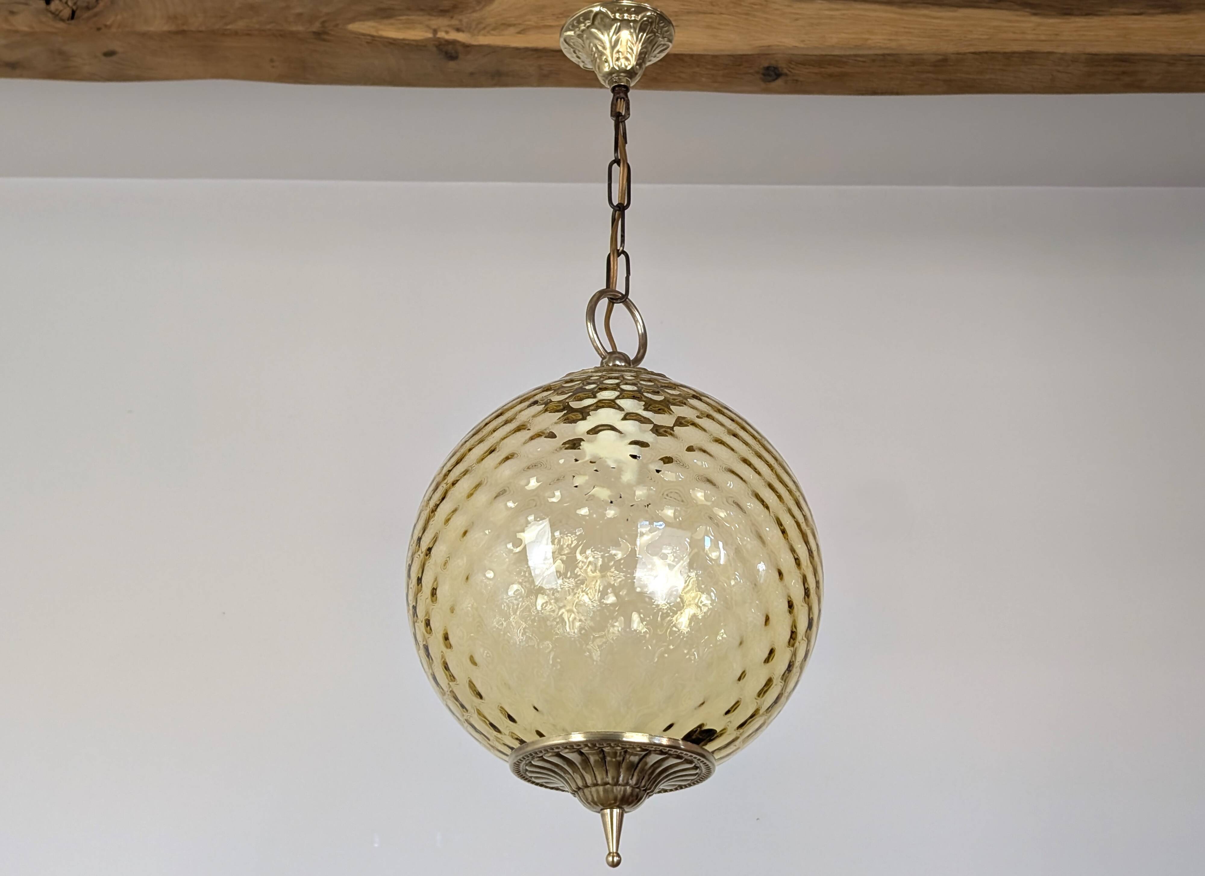 Amber glass pendant light