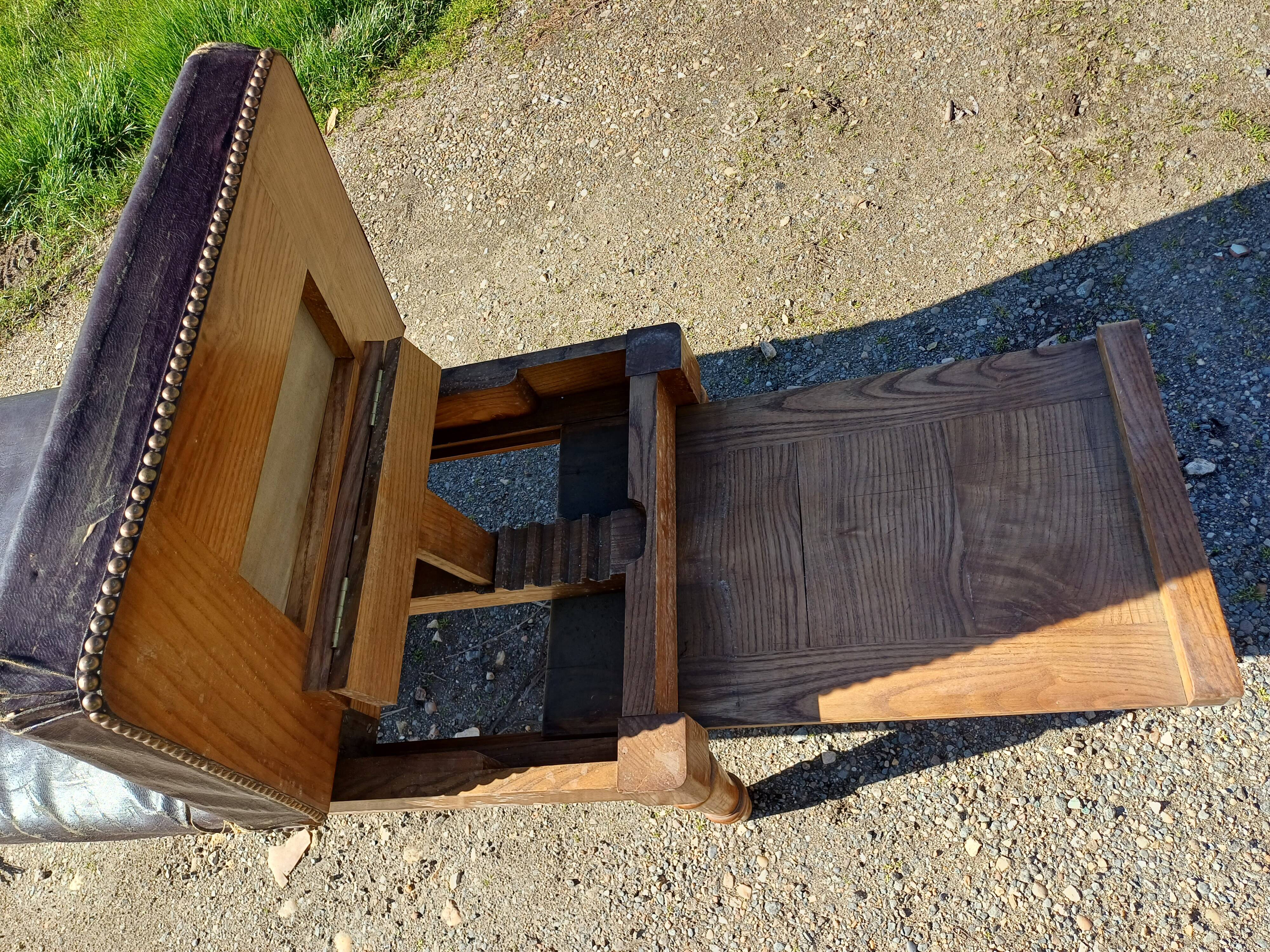 Doctor's bench oak and leather 19th