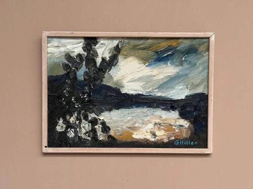 Swedish Oil on Panel “Abstract” by G. Hulten Signed Vintage & Framed 35×24cm