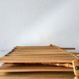 Foldable wooden basket with bamboo handle Danish Midcentury