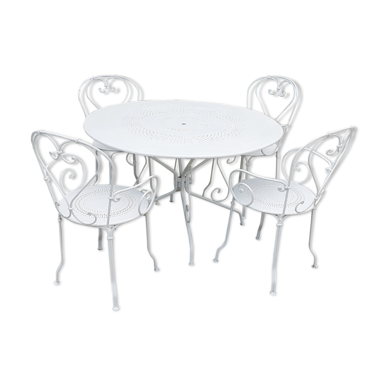 Old white wrought iron garden room