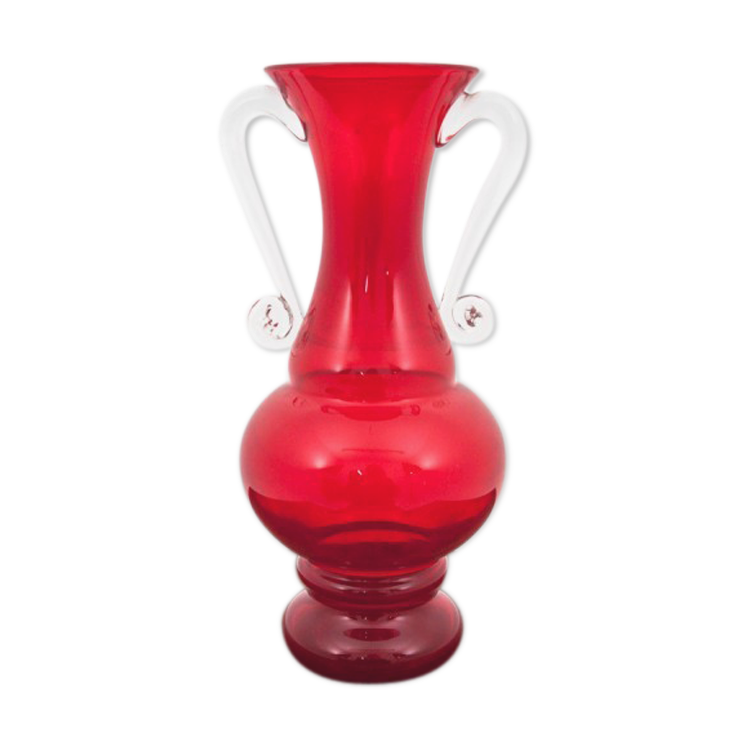Vase rouge moderne du milieu du siècle Pologne années 1980