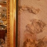 Golden in-between mirror with restored gold leaf 36x127cm