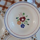 Lot de 6 assiettes creuses dépareillées Gien, Luneville et Moulin des Loups