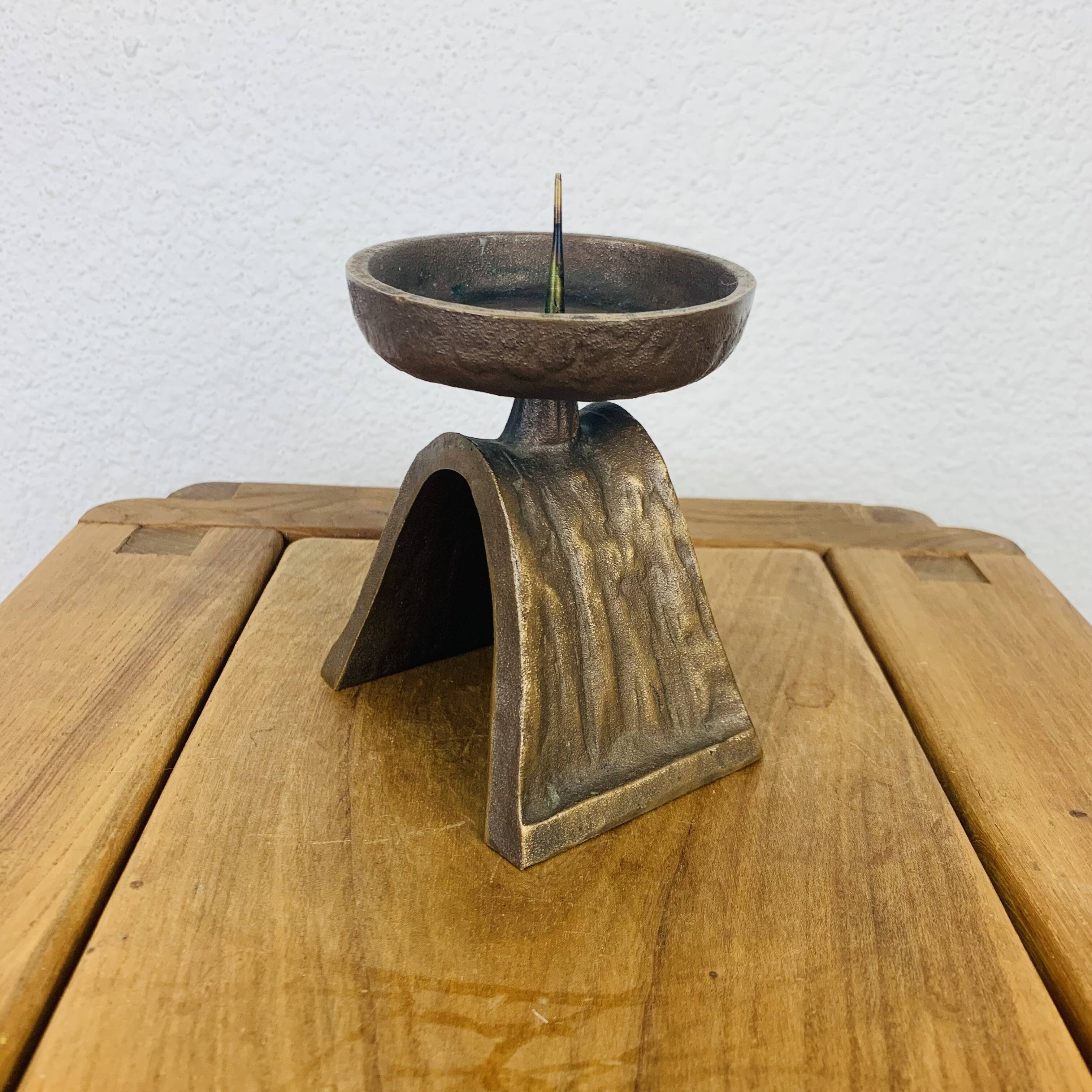 Brutalist bronze candle holder Strassacker Kunstguss Sussen