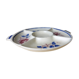 Service dish with compartments - separator dish for aperitif - French earthenware