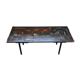 Coffee table in enamelled lava 1960