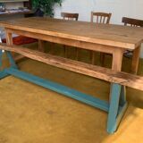 Raw wood farm table.