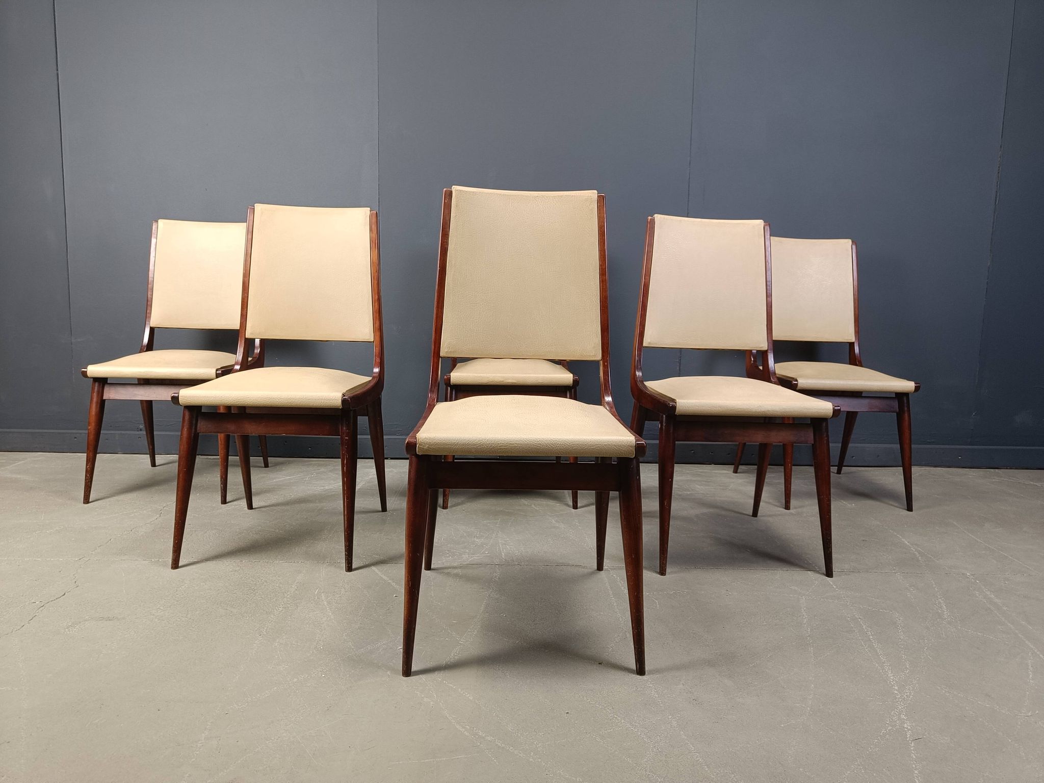 Set of 6 mid century italian dining chairs, 1950s - set of 6