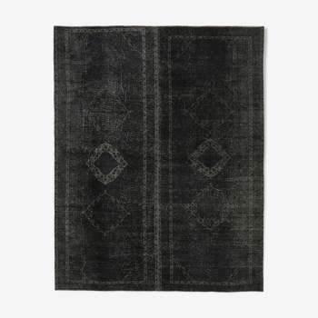 Handmade persian overdyed 294 cm x 376 cm black wool carpet