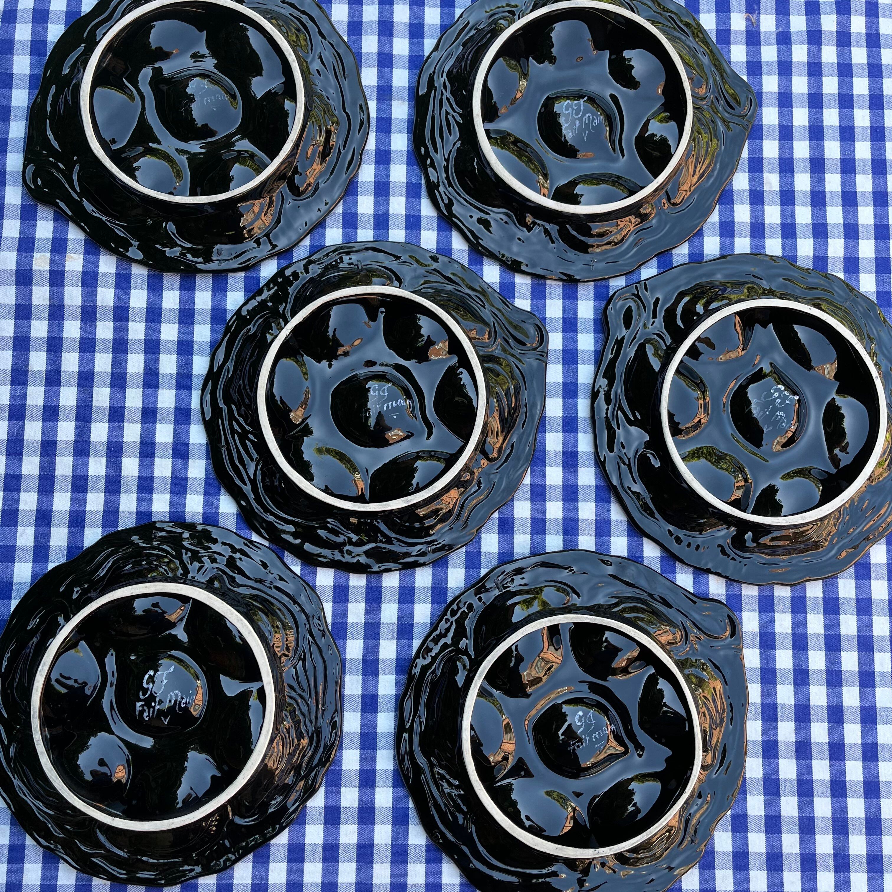 Set of 6 vintage oyster plates Gabriel Fourmaintraux 1960’s
