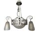 Art Deco, 4-light chandelier, wrought iron, pressed glass, Dugué Negra, circa 1930.