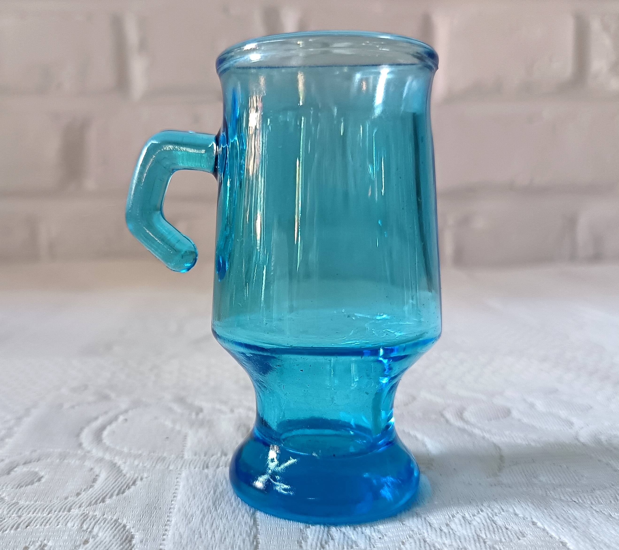 6 vintage turquoise liqueur glasses, schnapps glasses, cho style shot glasses