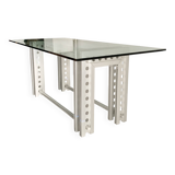 Aluminum and glass dining table