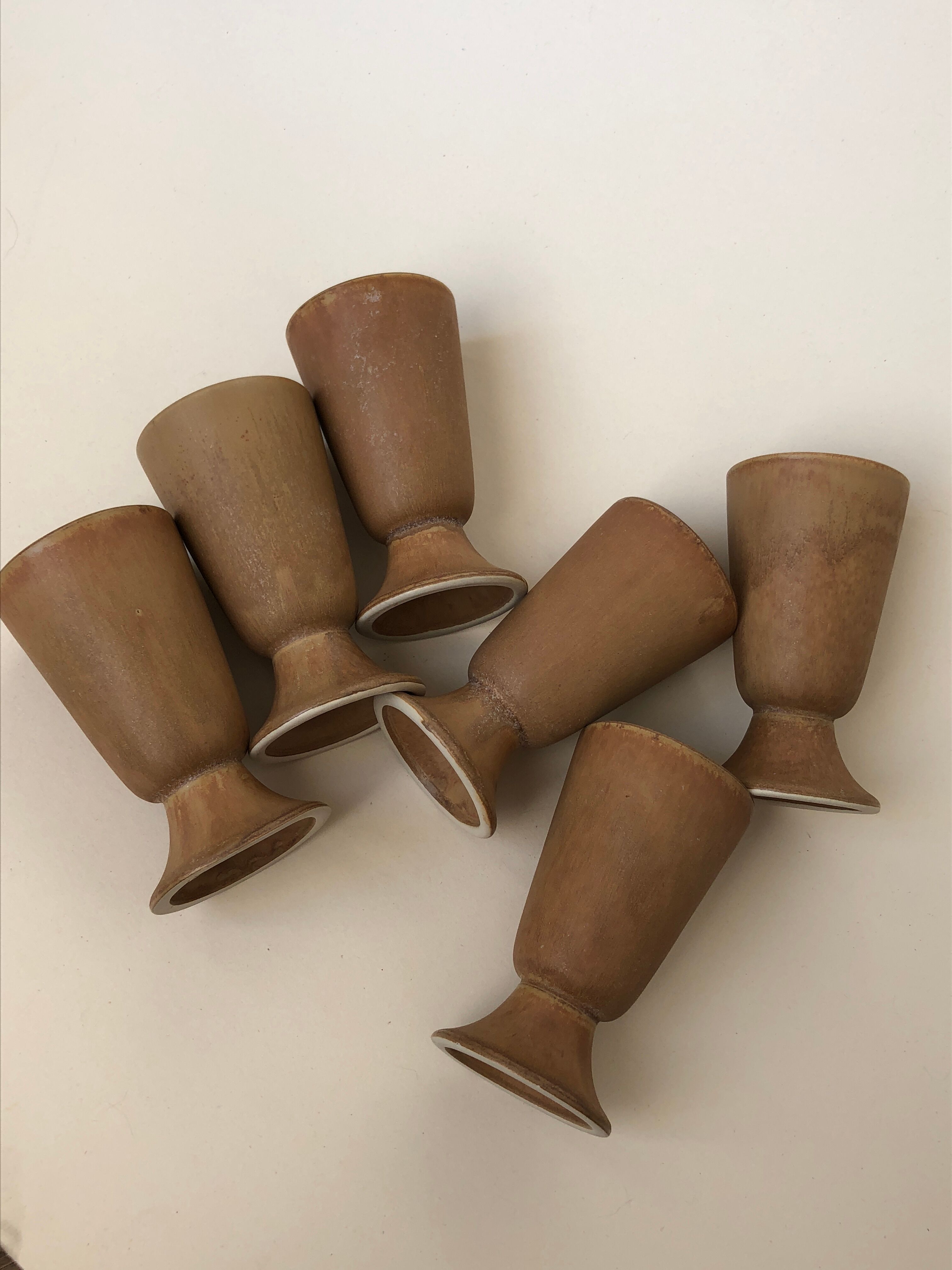 Set of 6 mugs mazagran in brown sandstone