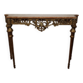 Console en bois doré et marbre rouge des années 1920