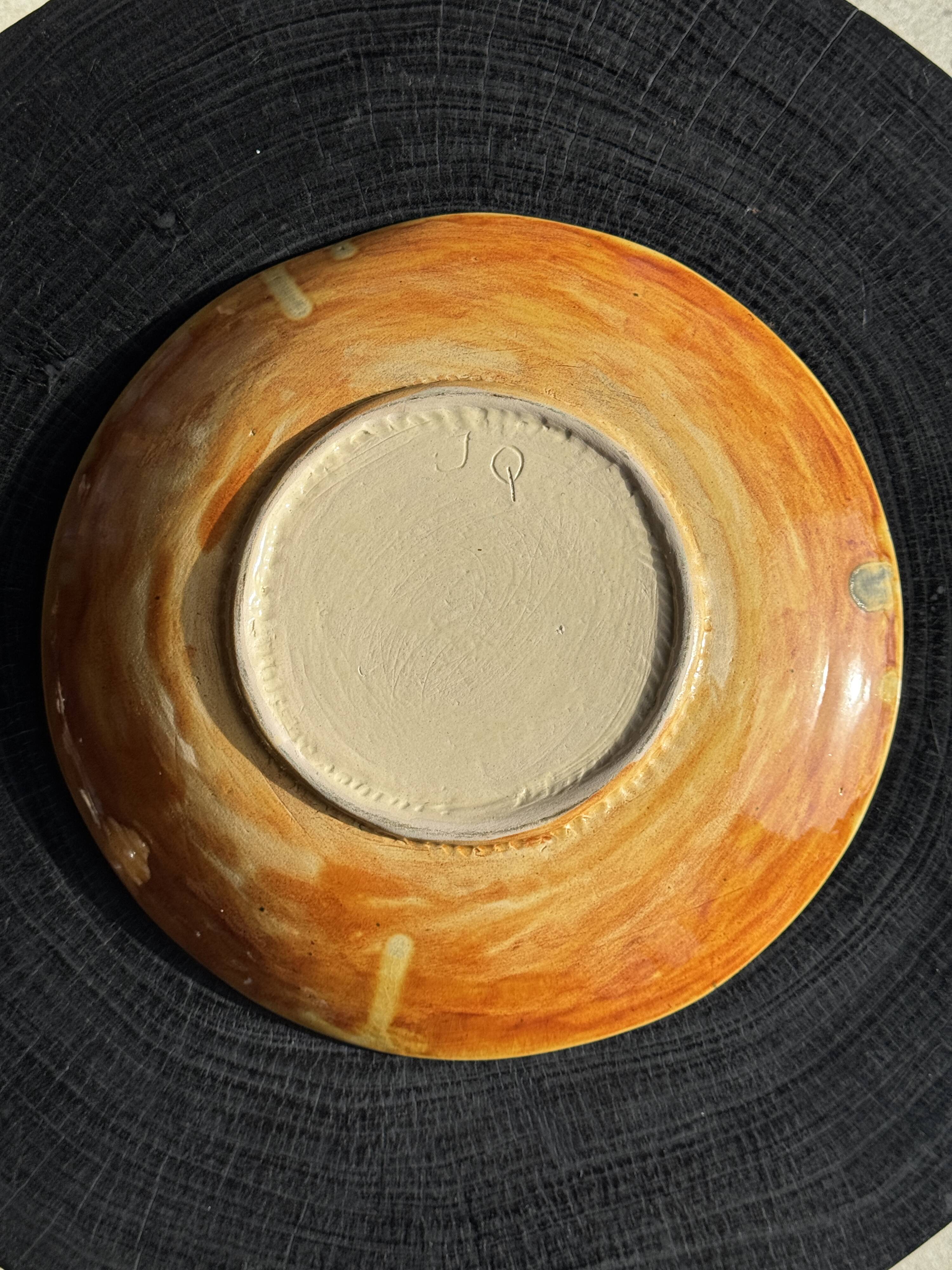 Large circular dish in West Germany style, brand JQ D35 H5.