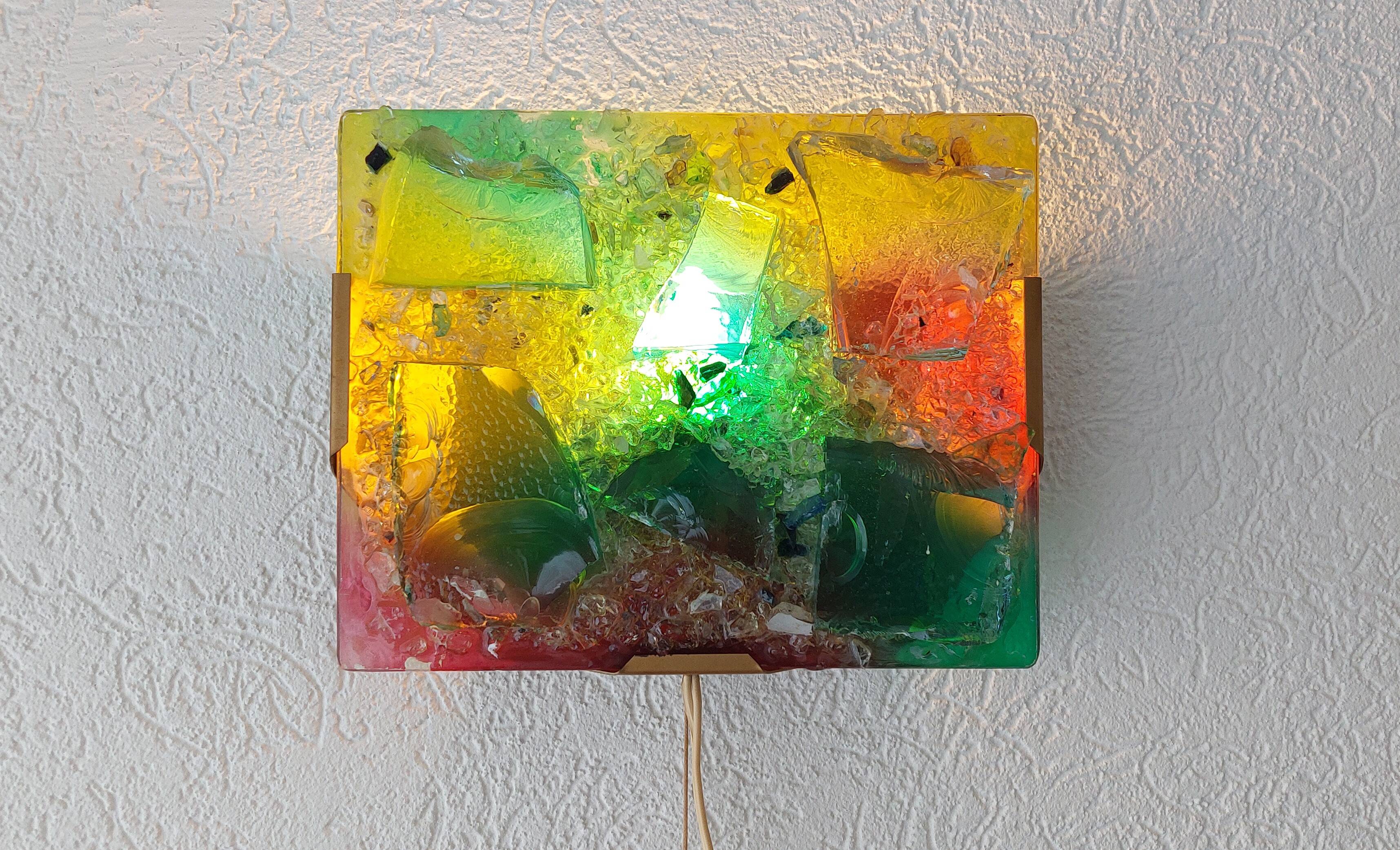 Brutalist Sculptural Broken Glass Wall Lamp by Cosack Leuchten.