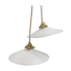 Série de deux suspensions vintage en opaline blanche