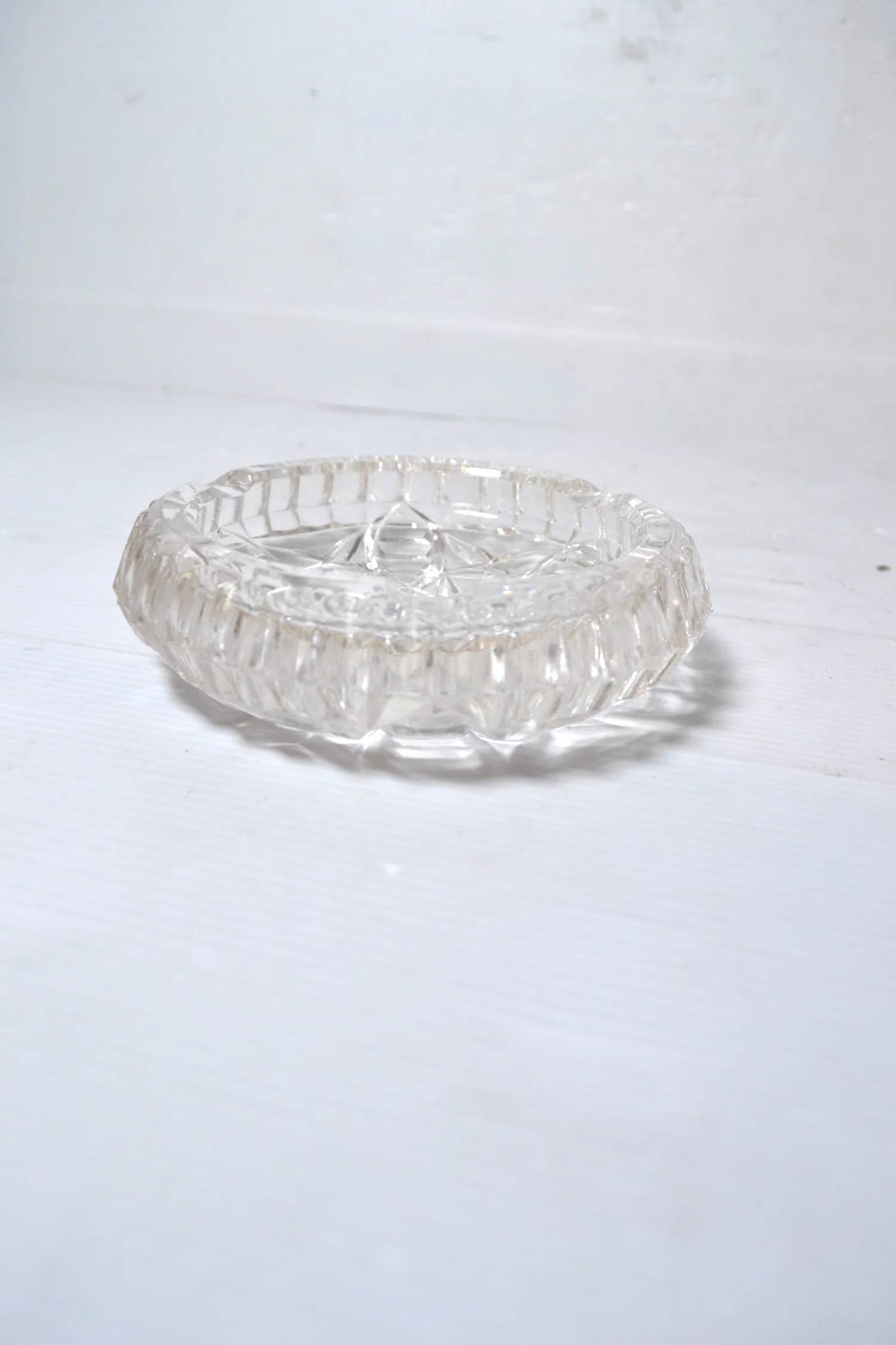 Antique chiseled glass ashtray