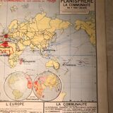 School planisphere Vidal-Lablache 1955 map