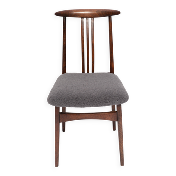 Mid-century grey graphite boucle beech chair by M. Zielinski, Europe, 1960.
