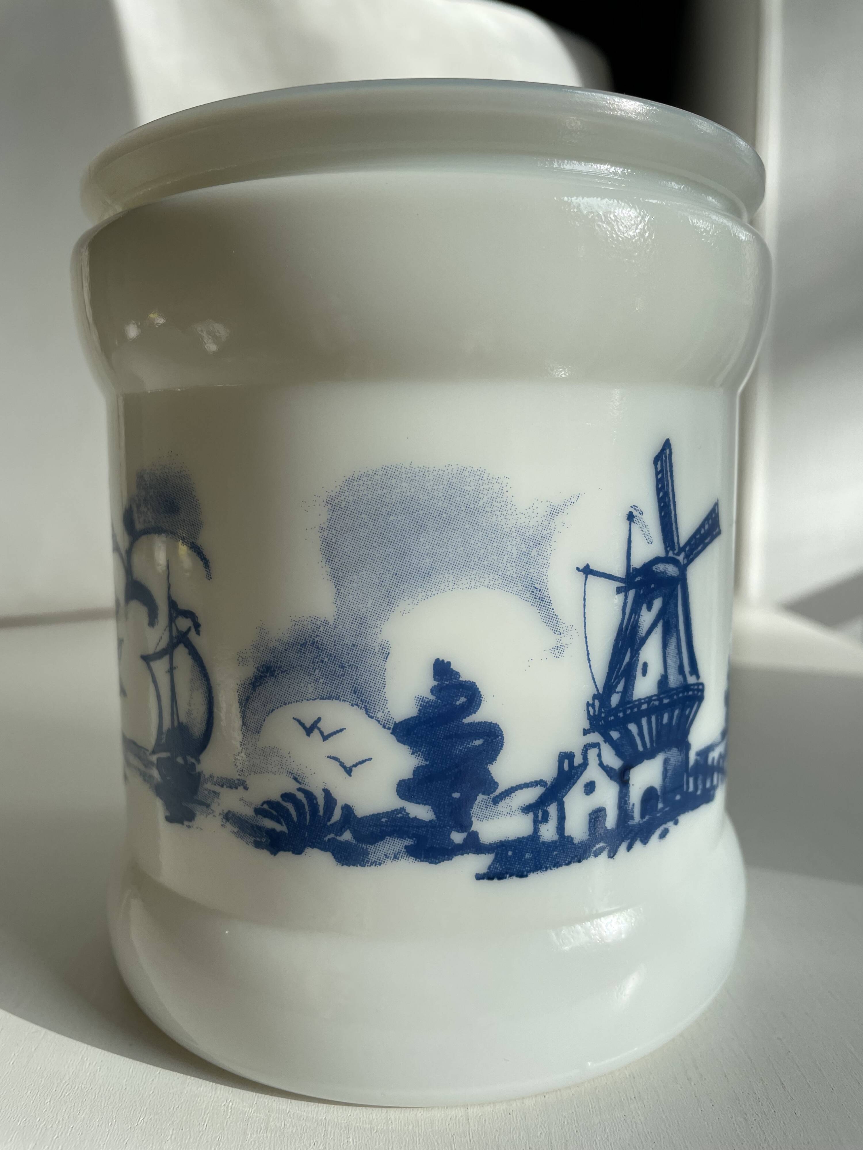 Pot à tabac opalin en verre de lait hollandais / Cave à cigares, Willem II Sigarenfabrieken Valkenswaard Holland