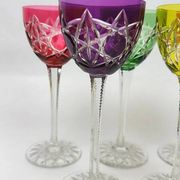 Set of 5 antique cut crystal glasses, double colour, 19 cm – Baccarat – Model S1136 – circa 18.