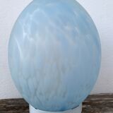 Lampe oeuf Domec Luminaires, en verre bleu moucheté, 1970
