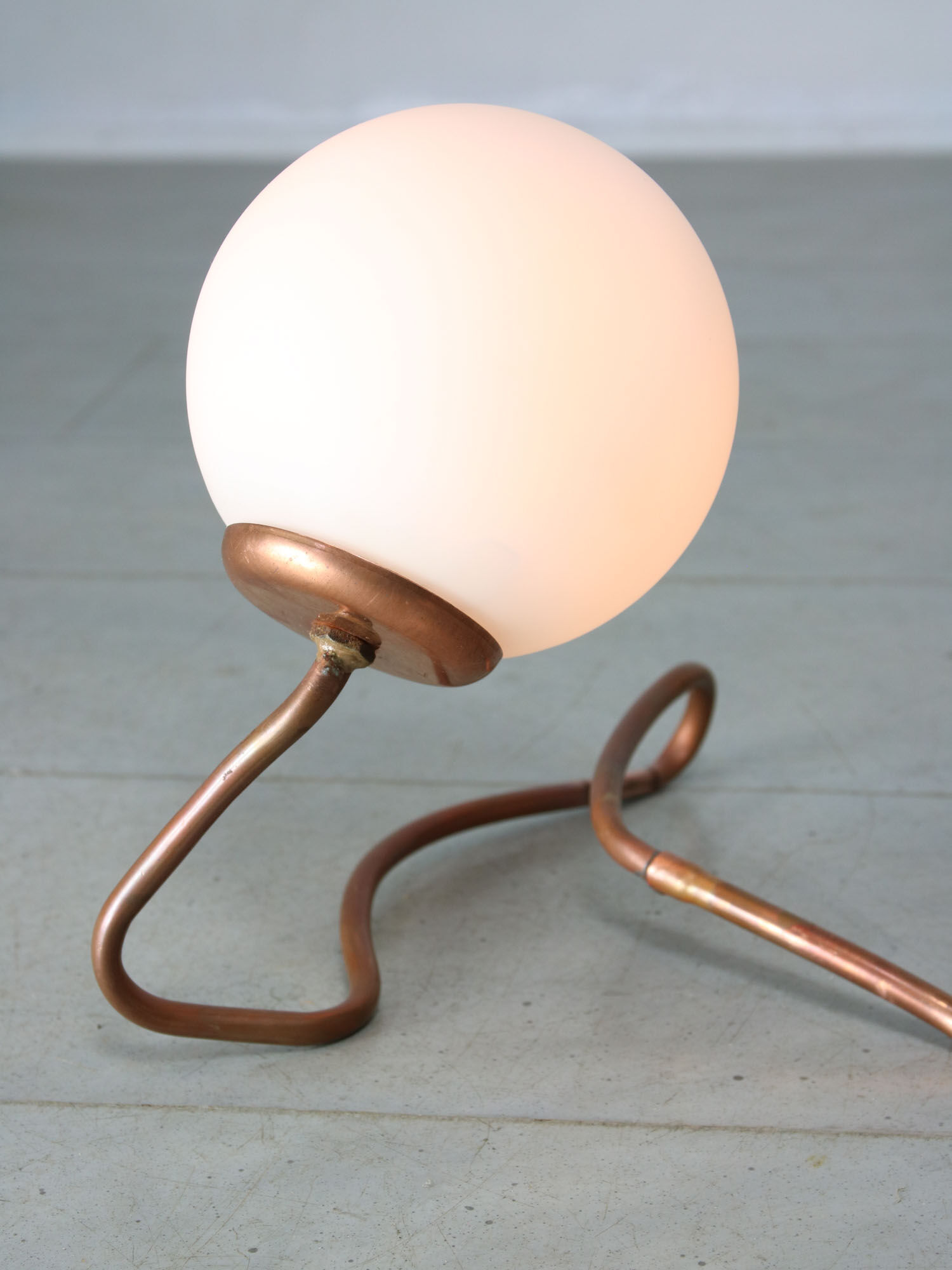 Vintage organic copper and opaline table lamp