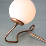 Vintage organic copper and opaline table lamp