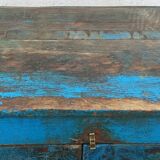 Old blue wooden showcase