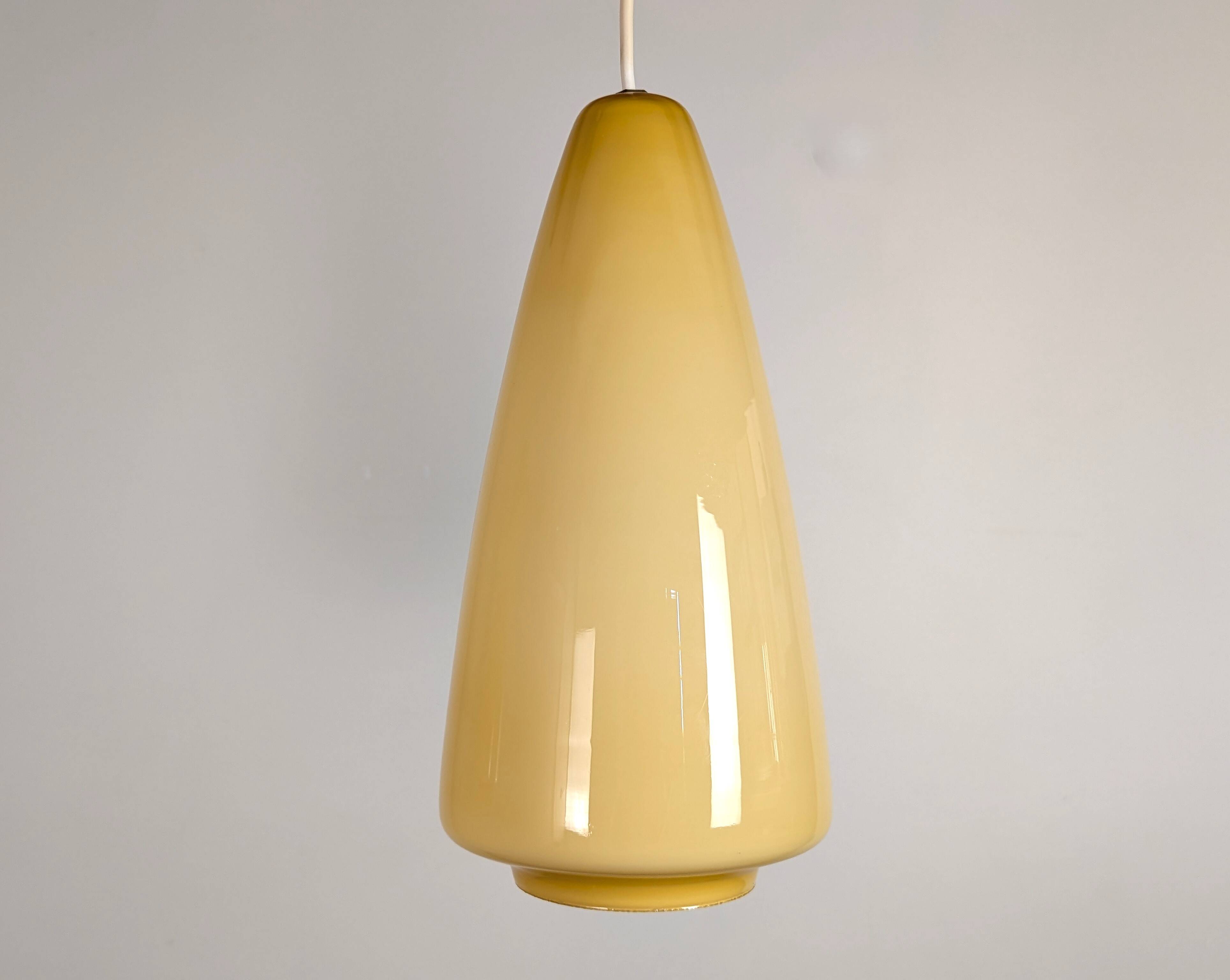 Pair of opaline pendant lights