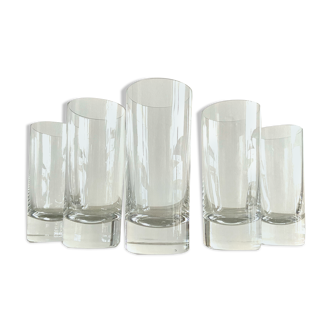 Set of 5 crystal tumbler glasses