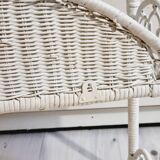 White woven wicker shelf