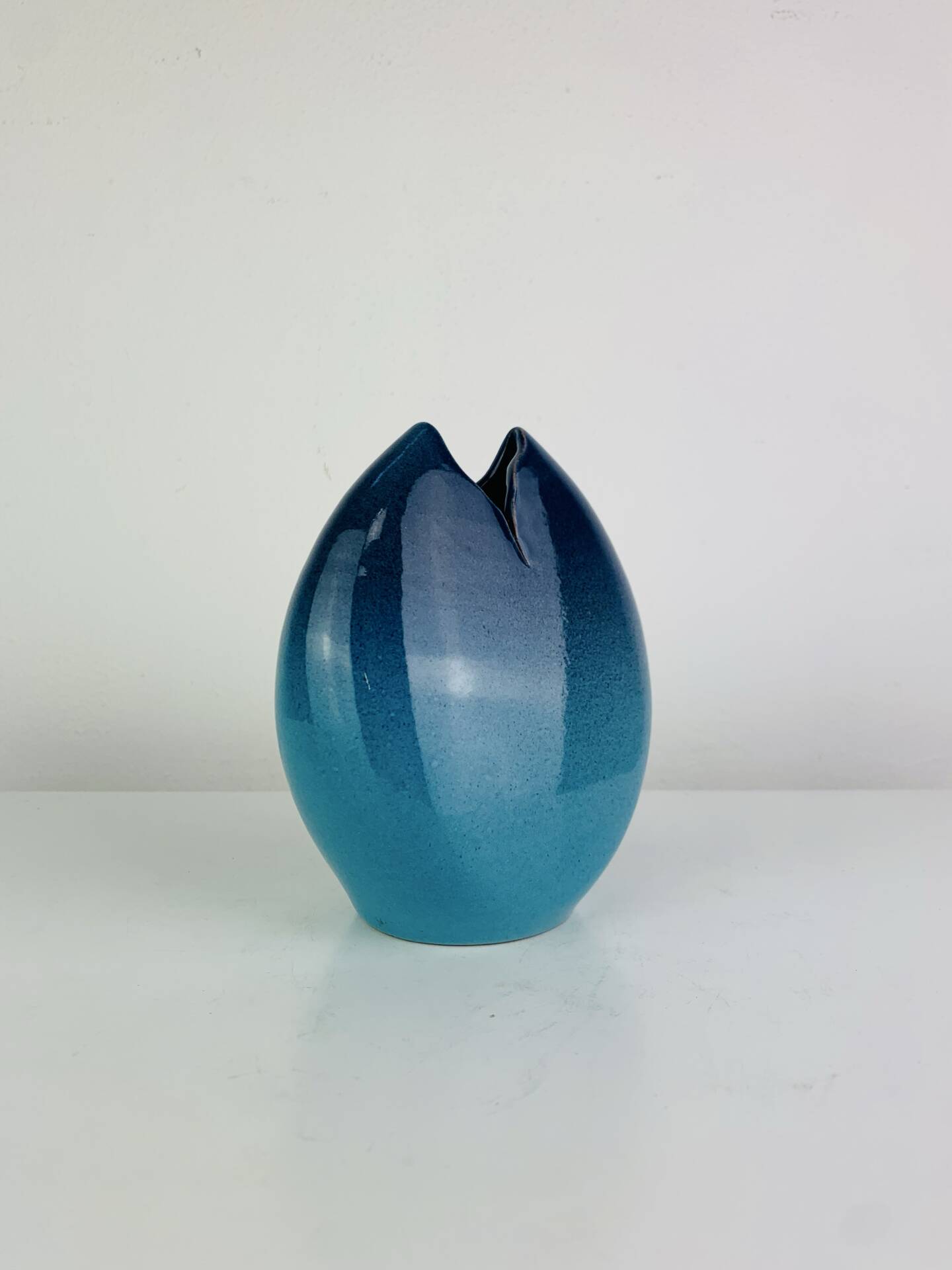 Blue sea ceramic vase signed Sagone Corsica
