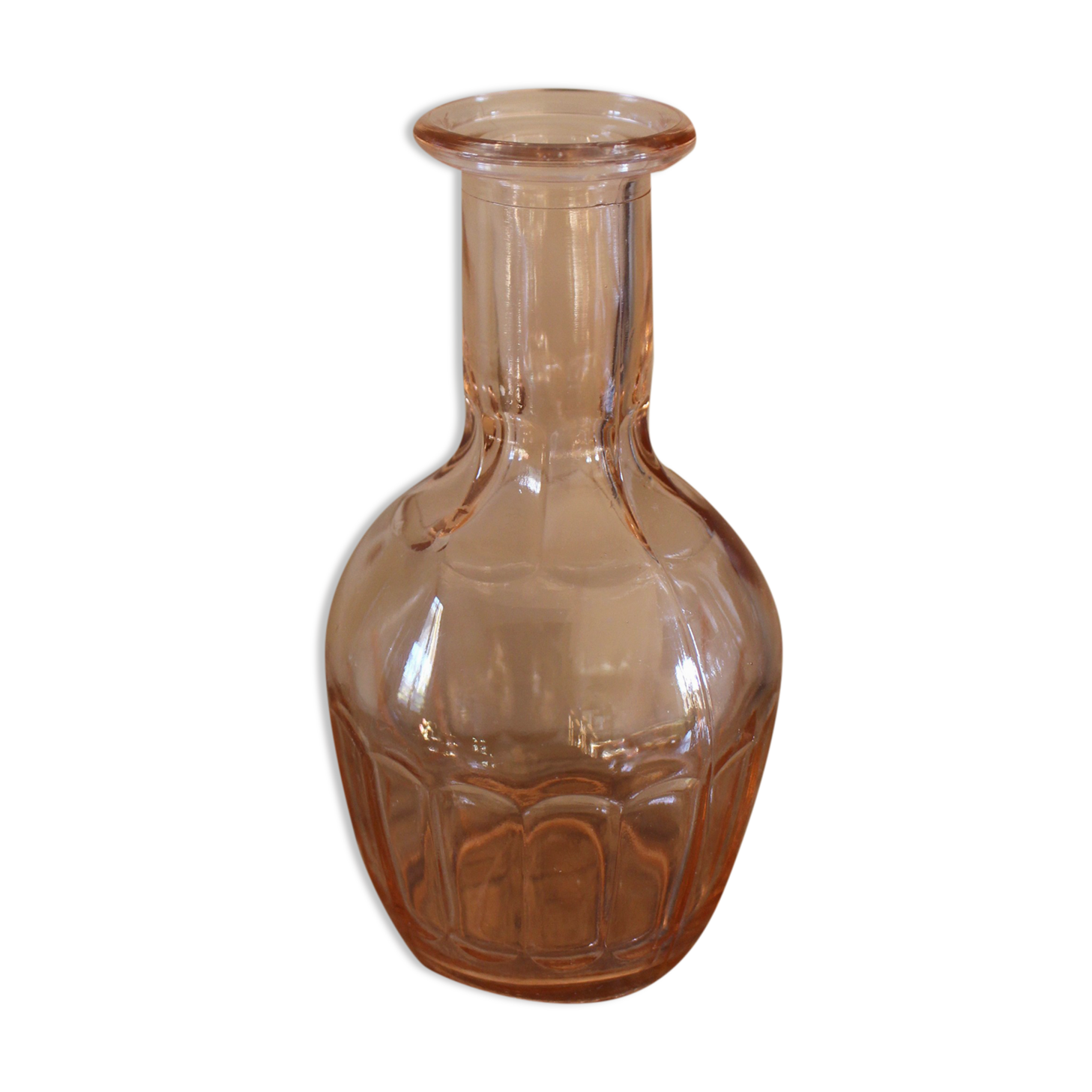 Vase soliflore old glass rosaline neck round belly