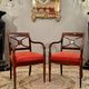 Maurice Hirch, Pair Of Stamped Mahogany Armchairs, 20th Century