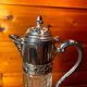Beautiful moulded glass carafe jug, silver-plated mount, vintage.