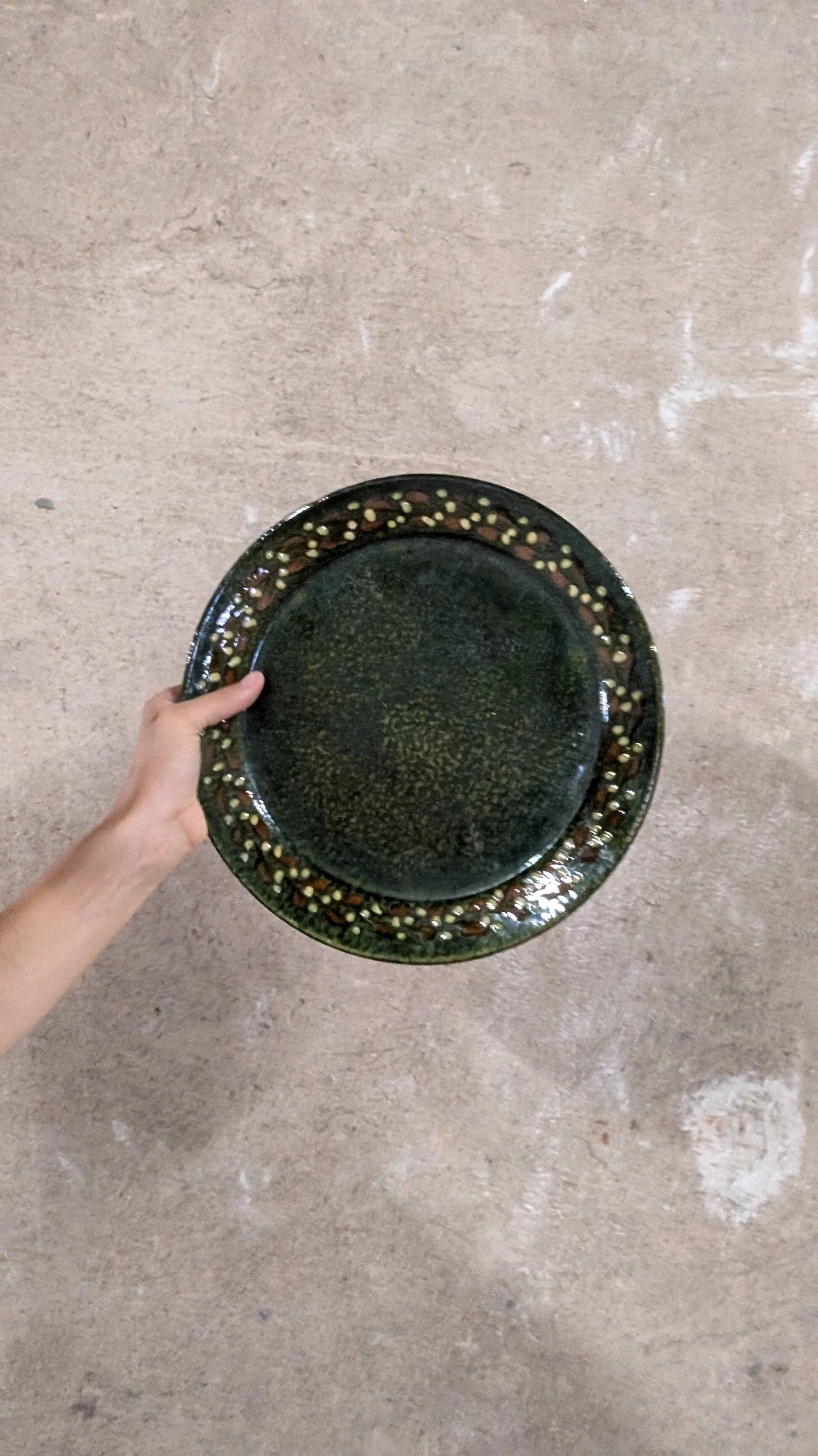 Green stoneware dish
