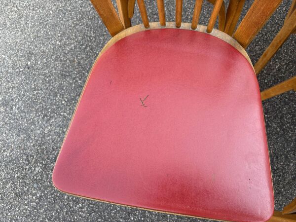 6 chaises baumann bistrot simili rouge
