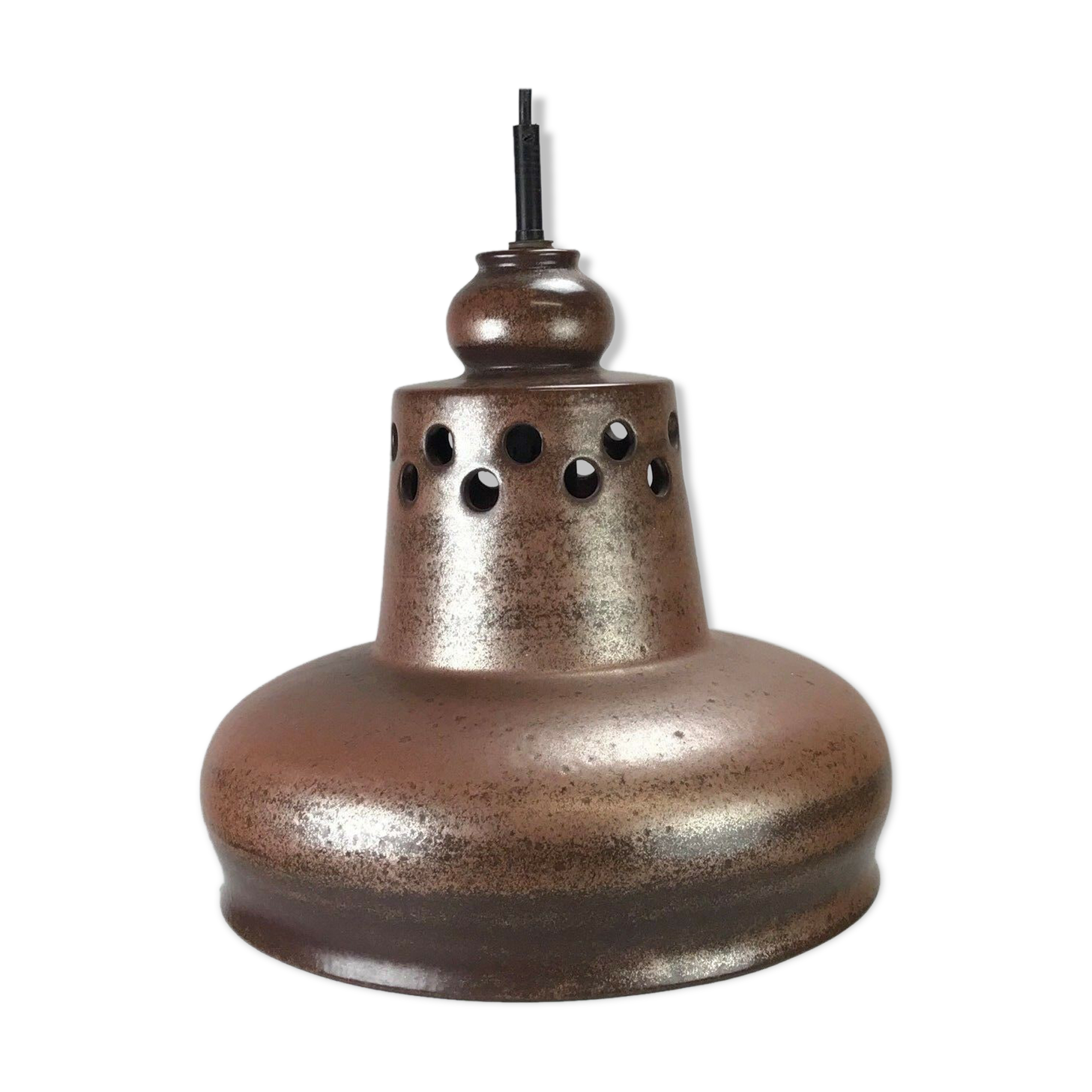60s 70s Lamp Light Ceiling Lamp Ceramic Mid Century Space Age Brown