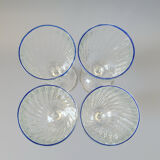 blue trimmed footed glasses