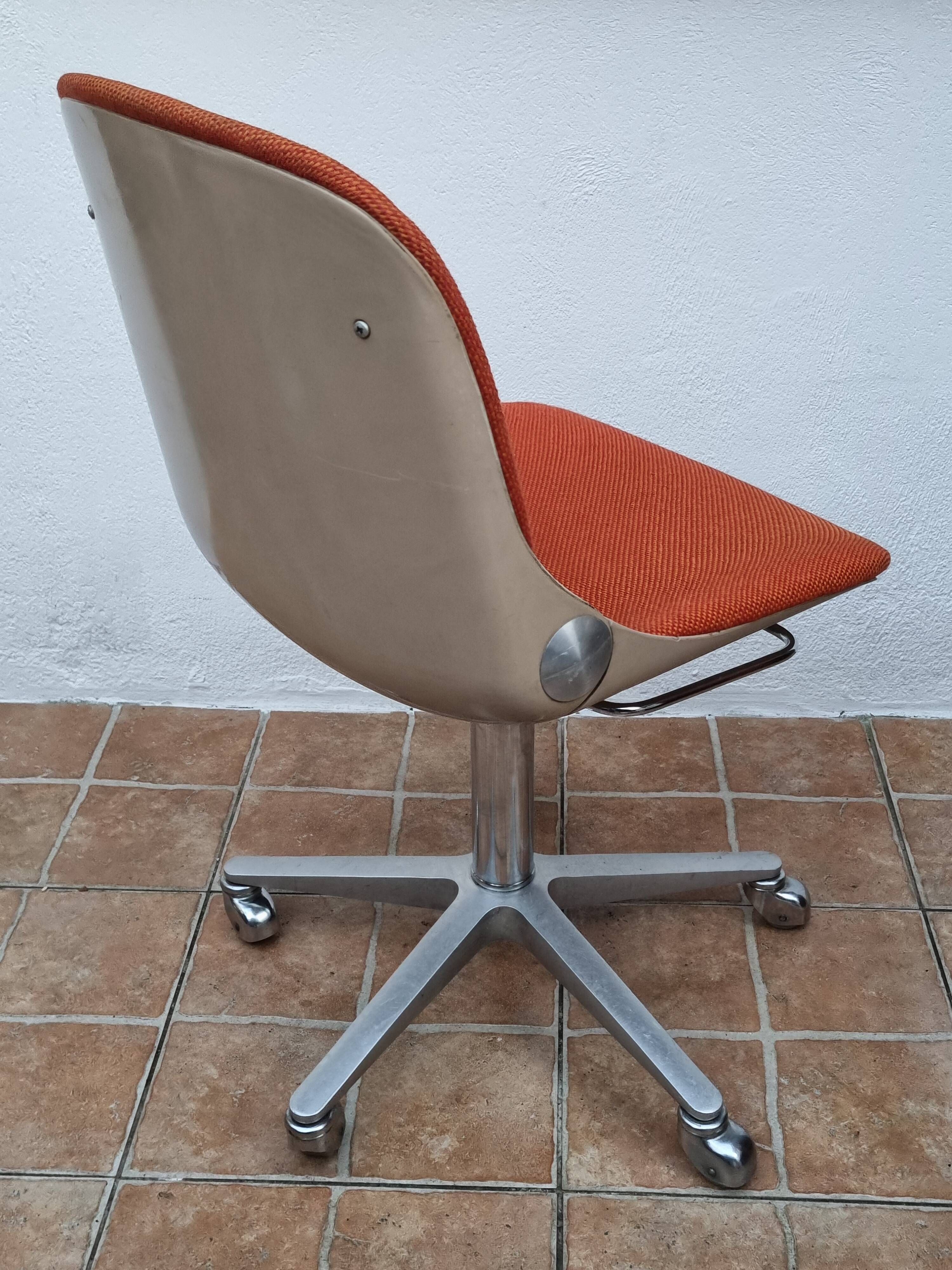 Vintage Wilkhahn Office Chair Model 2101, Orange, Aluminum and Fiberglass Frame