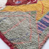 Moroccan Berber carpet Boujaad ecru with colorful patterns 292x197cm