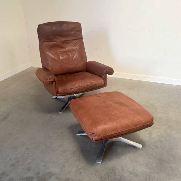 Vintage De Sede DS31 lounge chair with ottoman, 1970s