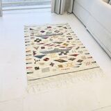 Moroccan kilim rug, handwoven Berber hallway rug in wool.