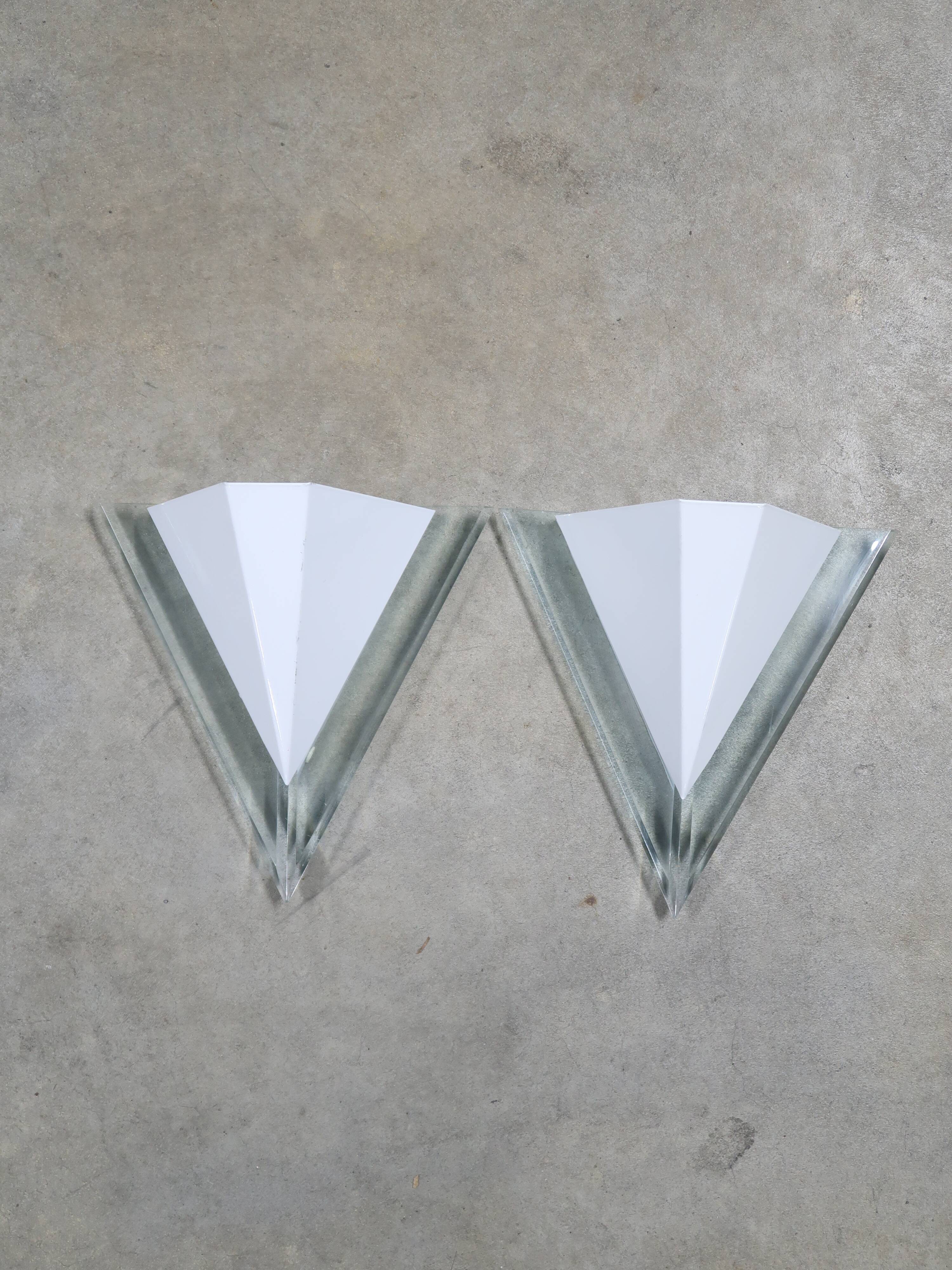 Pair of white wall lights from the 80s